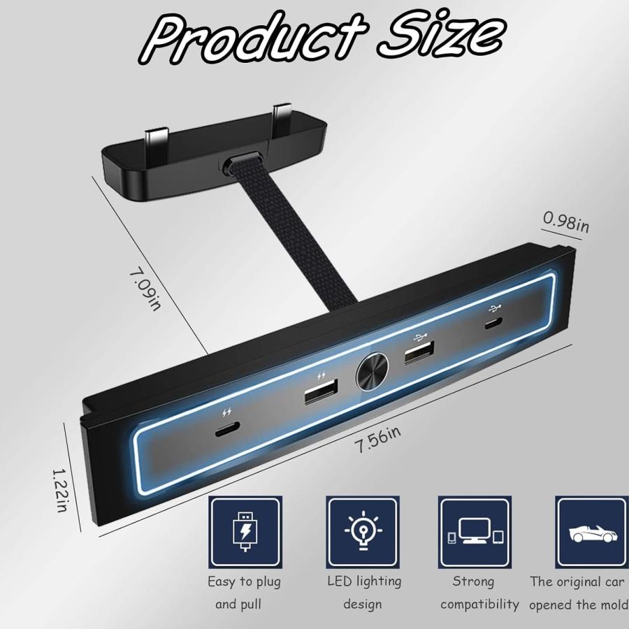 並行輸入品】4-in-1 車用USB充電器 マルチポート Tesla Model 3/Y 
