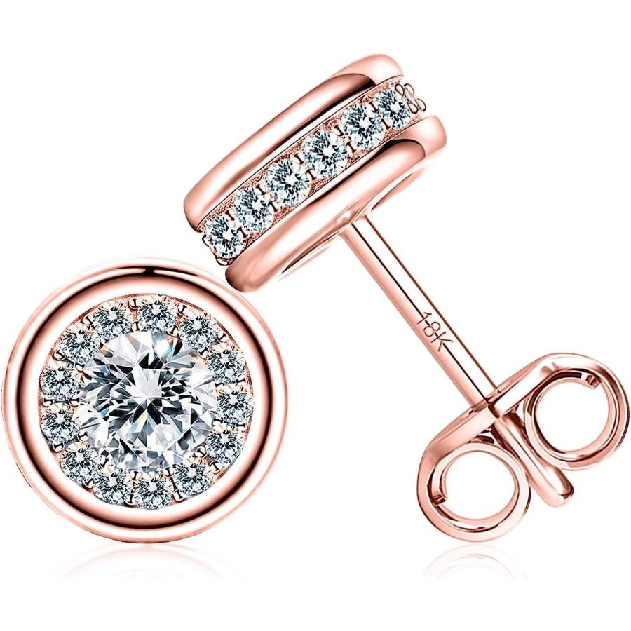 【並行輸入品】18K ローズゴールドイヤリング ダイヤモンド ローズゴールド スタッドイヤリング レディース 華奢なローズゴールド ダイヤモンドイヤリ