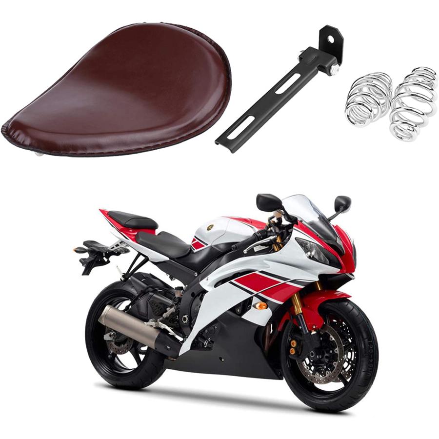 【並行輸入品】GFRGFH 3 inch Motorcycle Leather Solo Seat W/Mount Spring Bracket fo_1
