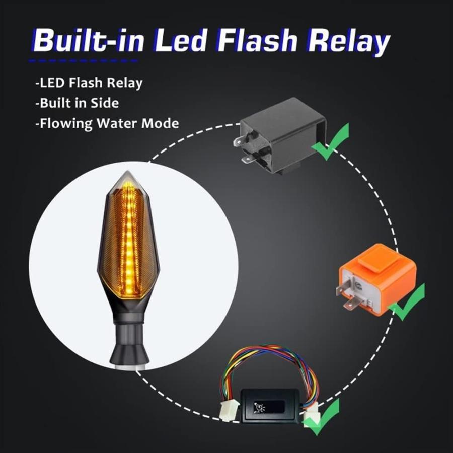 【並行輸入品】Motorcycle turn lights Universal Motorcycle Turn Signals Light Flowiの画像