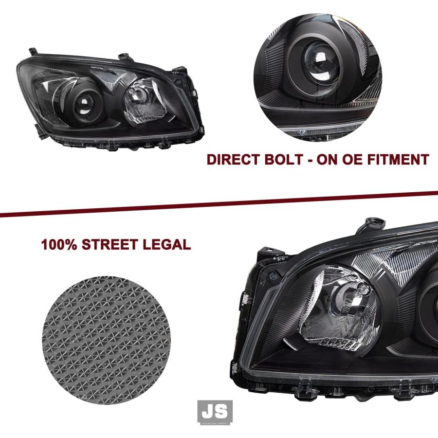 【並行輸入品】JSBOYAT ハロゲンヘッドライトアセンブリ トヨタRav4ドライバーと助手席側 ブラックハウジング クリアリフレクター付き (電球付