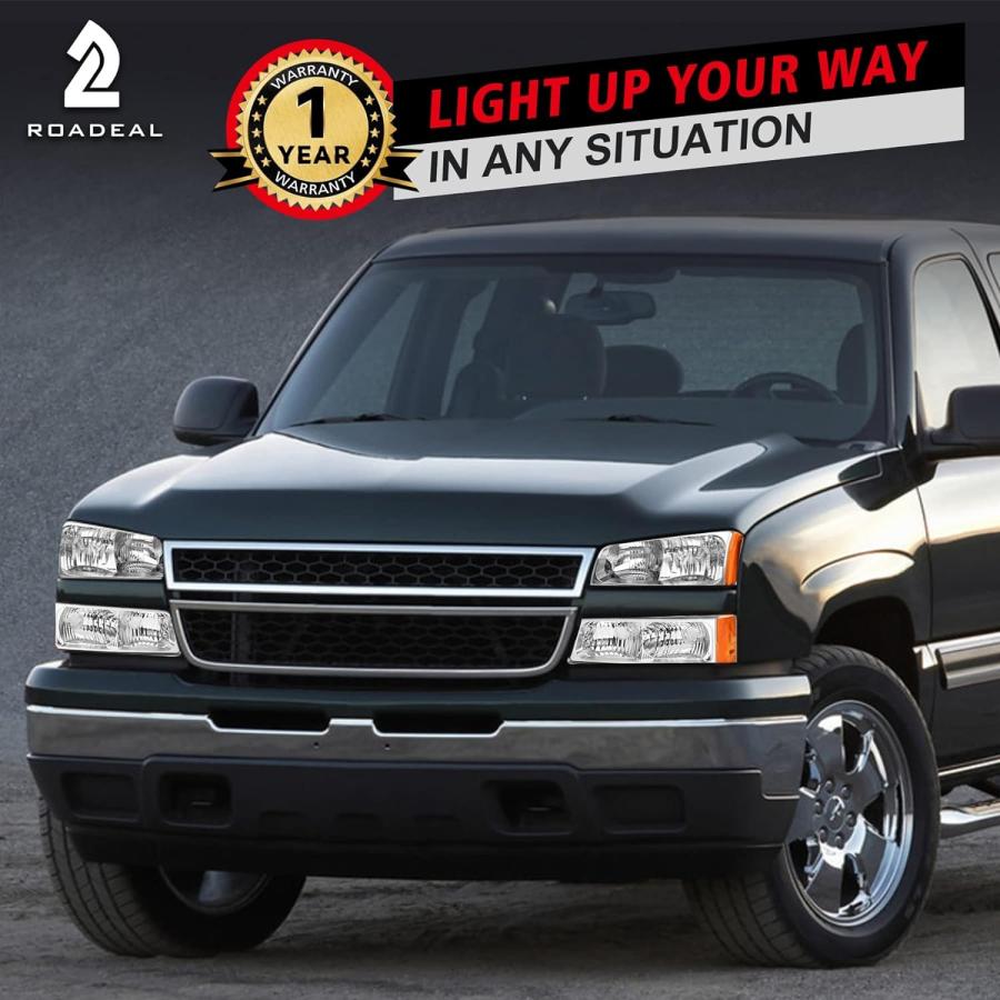 【並行輸入品】ROADEAL ヘッドライトアセンブリ 2003 2004 2006 2005 シボレー シルバラード 1500/2500 ピックアップの画像