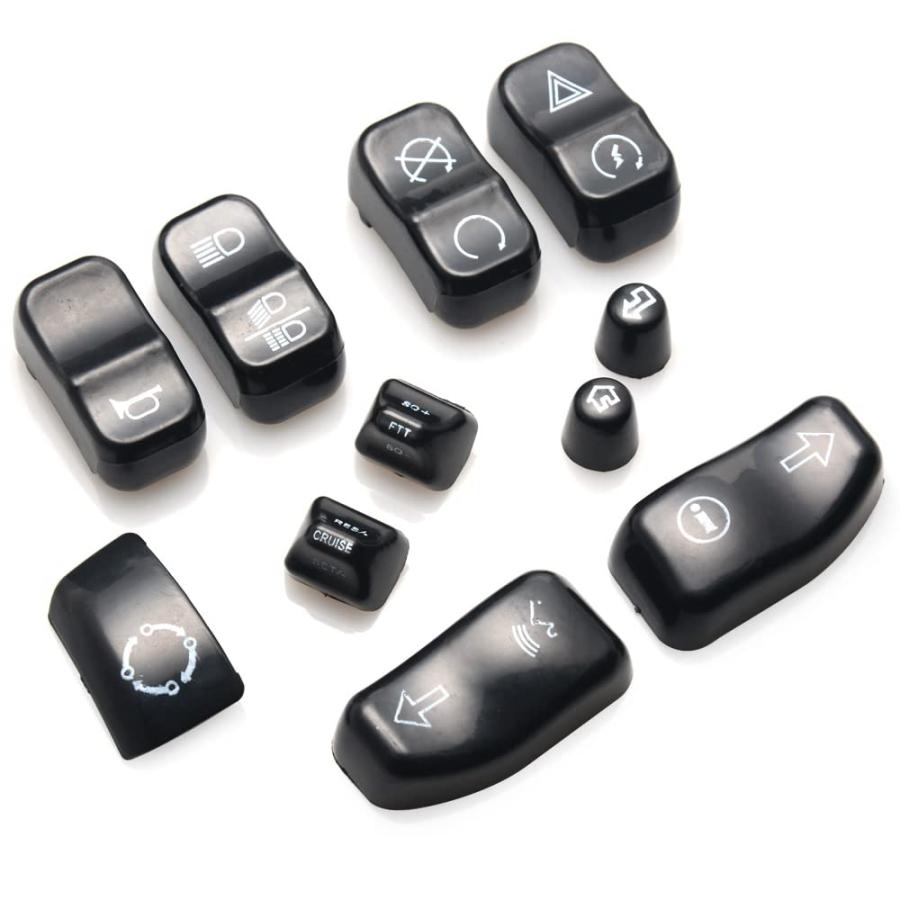 【並行輸入品】11個 ブラック ハンドコントロール スイッチ キャップ キット ボタン ハウジング カバー ハーレー ツーリング 2014-2023用_2