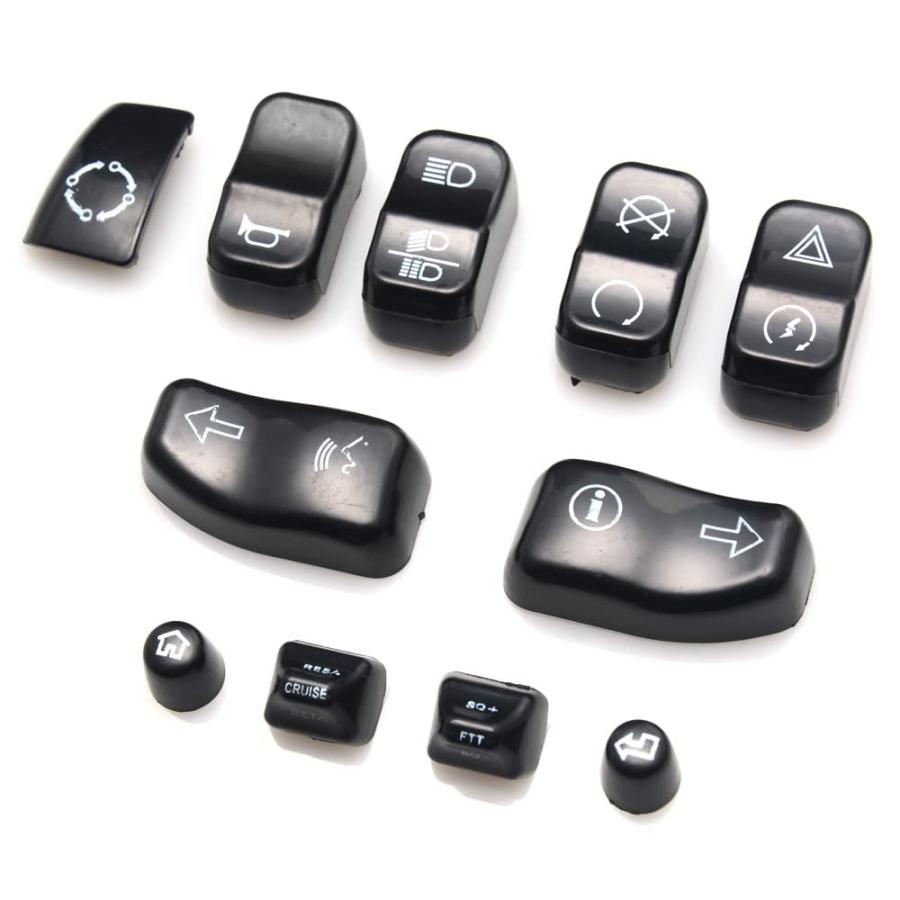 【並行輸入品】11個 ブラック ハンドコントロール スイッチ キャップ キット ボタン ハウジング カバー ハーレー ツーリング 2014-2023用_3