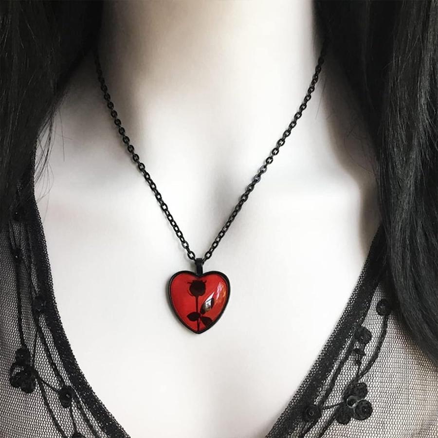 並行輸入品】ONBRIG レッドハートネックレス レディース ガラス