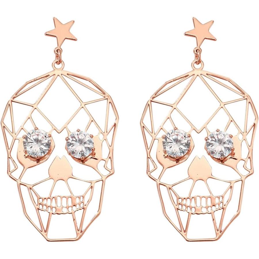 発売 Personality Funny Rhinestone Earrings Thin gle Skeleton Earrings Wedding Women Accessories Jewelry Earrings for Women Red gle Earrings Stub Earring