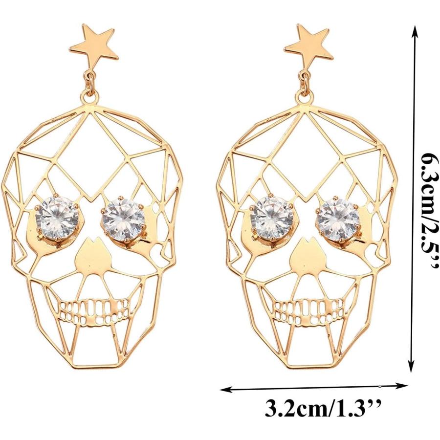 発売 Personality Funny Rhinestone Earrings Thin gle Skeleton Earrings Wedding Women Accessories Jewelry Earrings for Women Red gle Earrings Stub Earring