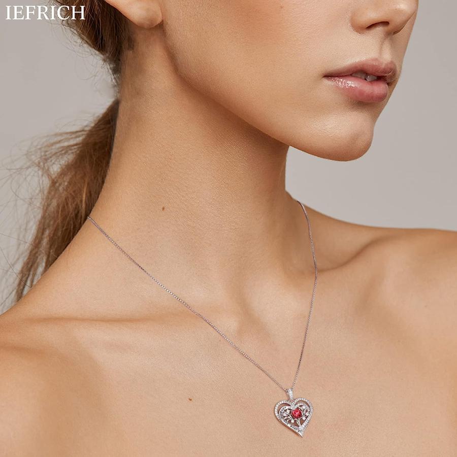 【並行輸入品】IEFRICH 母への母の日ギフト - 生命の樹ネックレス 女性用925スターリングシルバーネックレス ダブルハートペンダントネックレス_1