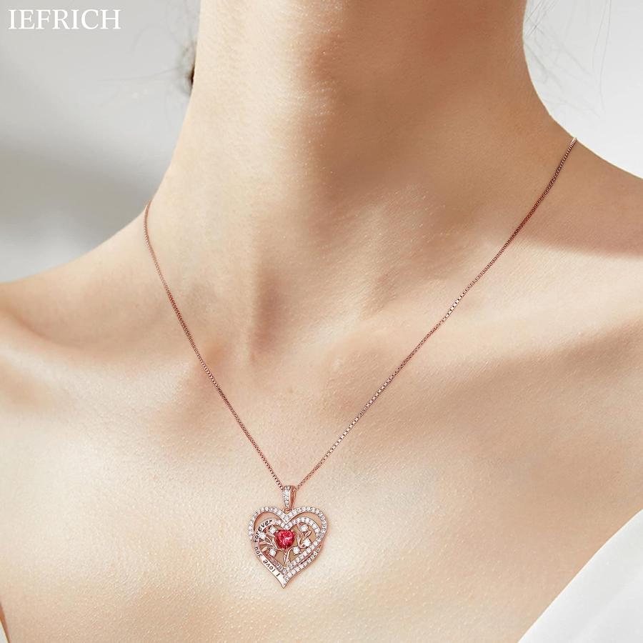 【並行輸入品】IEFRICH 母への母の日ギフト - 生命の樹ネックレス 女性用925スターリングシルバーネックレス ダブルハートペンダントネックレス_2