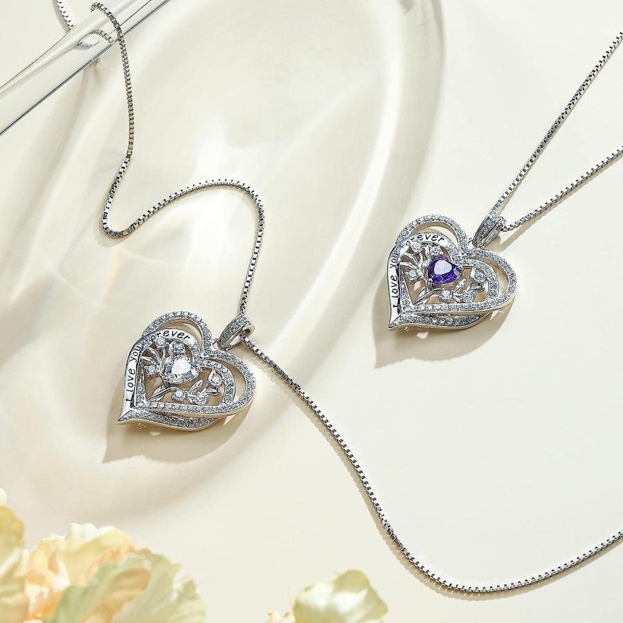 【並行輸入品】IEFRICH 母への母の日ギフト - 生命の樹ネックレス 女性用925スターリングシルバーネックレス ダブルハートペンダントネックレス_4