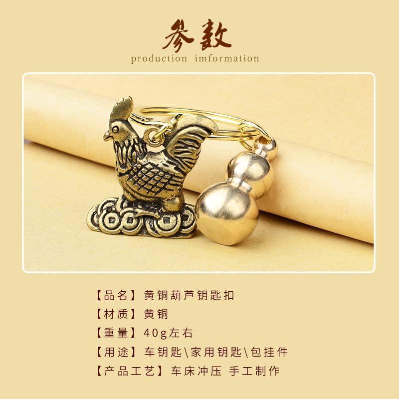 【並行輸入品】xiexuelian Brass Three-Dimensional Zodiac Keychain Pure Copper Gourd_4