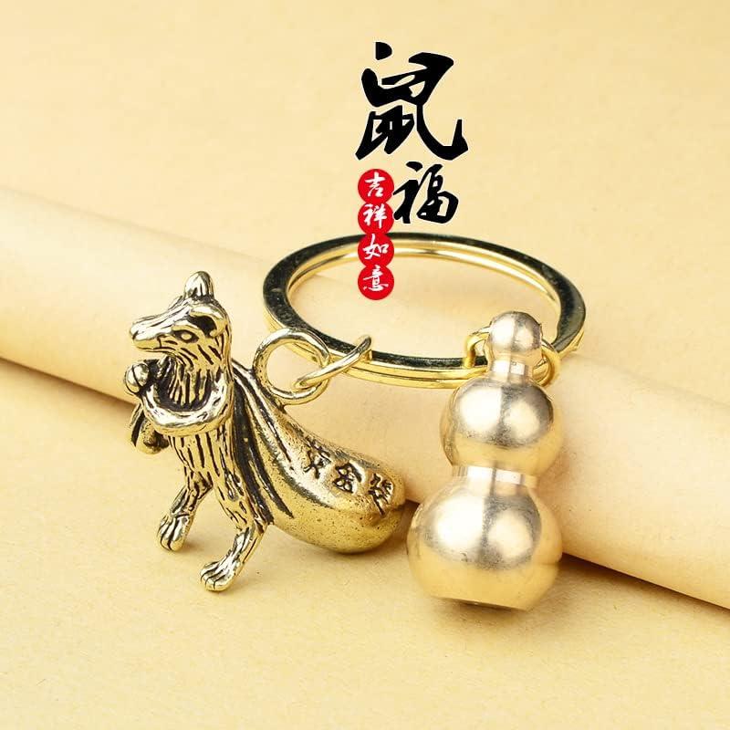 【並行輸入品】xiexuelian Brass Three-Dimensional Zodiac Keychain Pure Copper Gourd_5