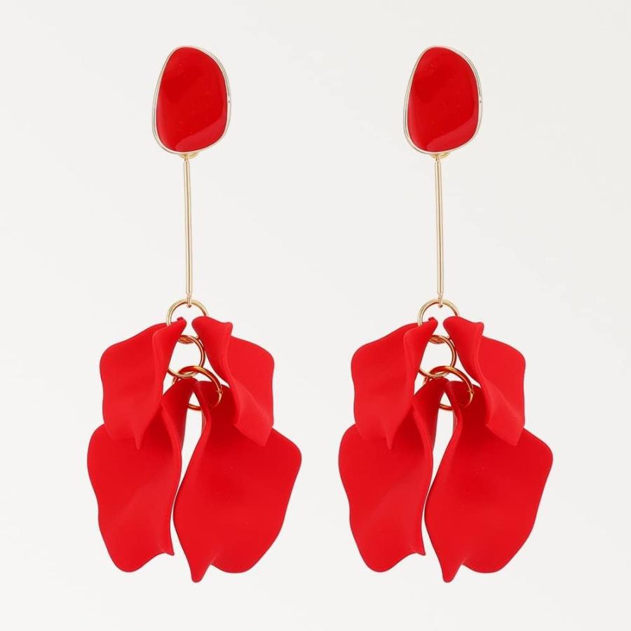 【並行輸入品】HNKDD Red Dangle Drop Earrings for Women Girl Design Flower Cross Geの画像