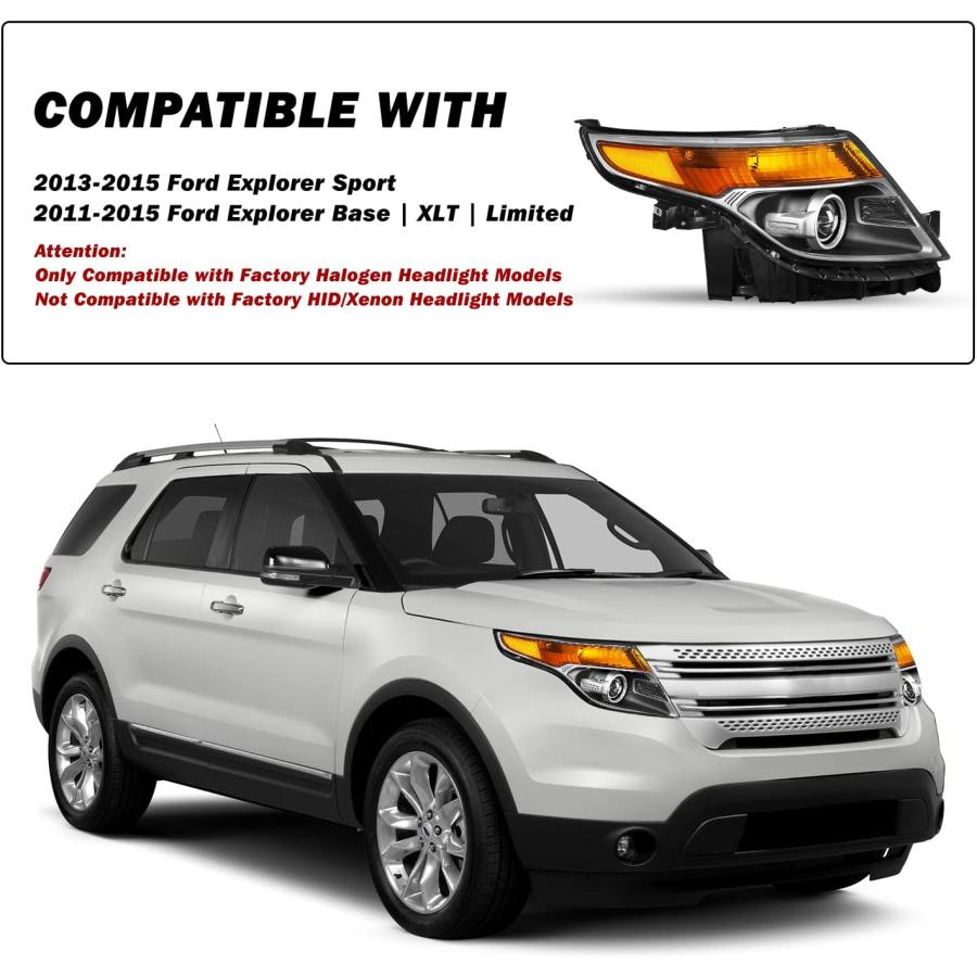 【並行輸入品】SOCKIR プロジェクターヘッドライトアセンブリ 電球付き 2011-2015 Ford Explorer OEスタイルヘッドランプ