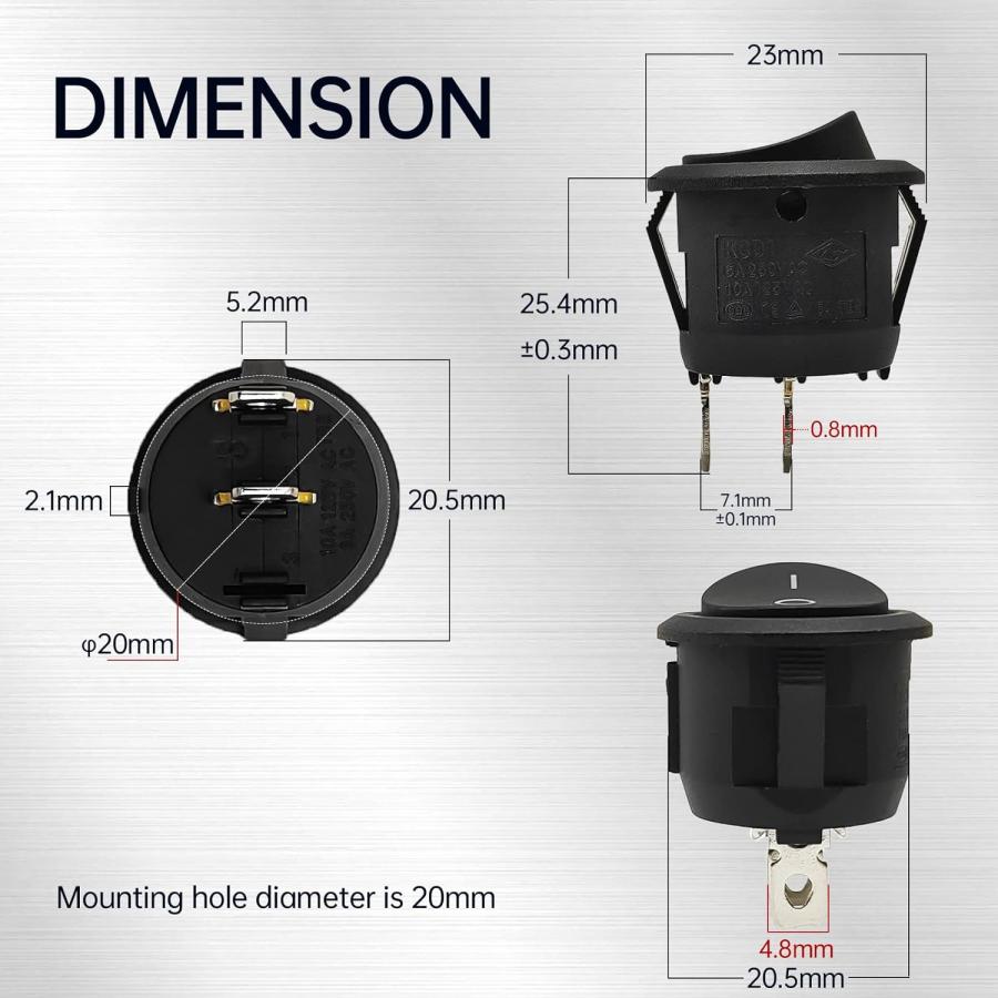 【並行輸入品】5 pcs Round Environmental Protection Boat Rocker Switch On Off Switcの画像