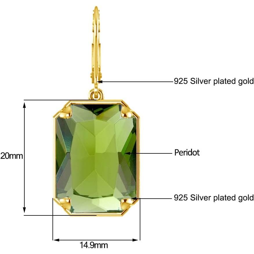 【並行輸入品】UJHESW Real Silver S925 Earrings Peridot Drop Earring for Women Acceの画像
