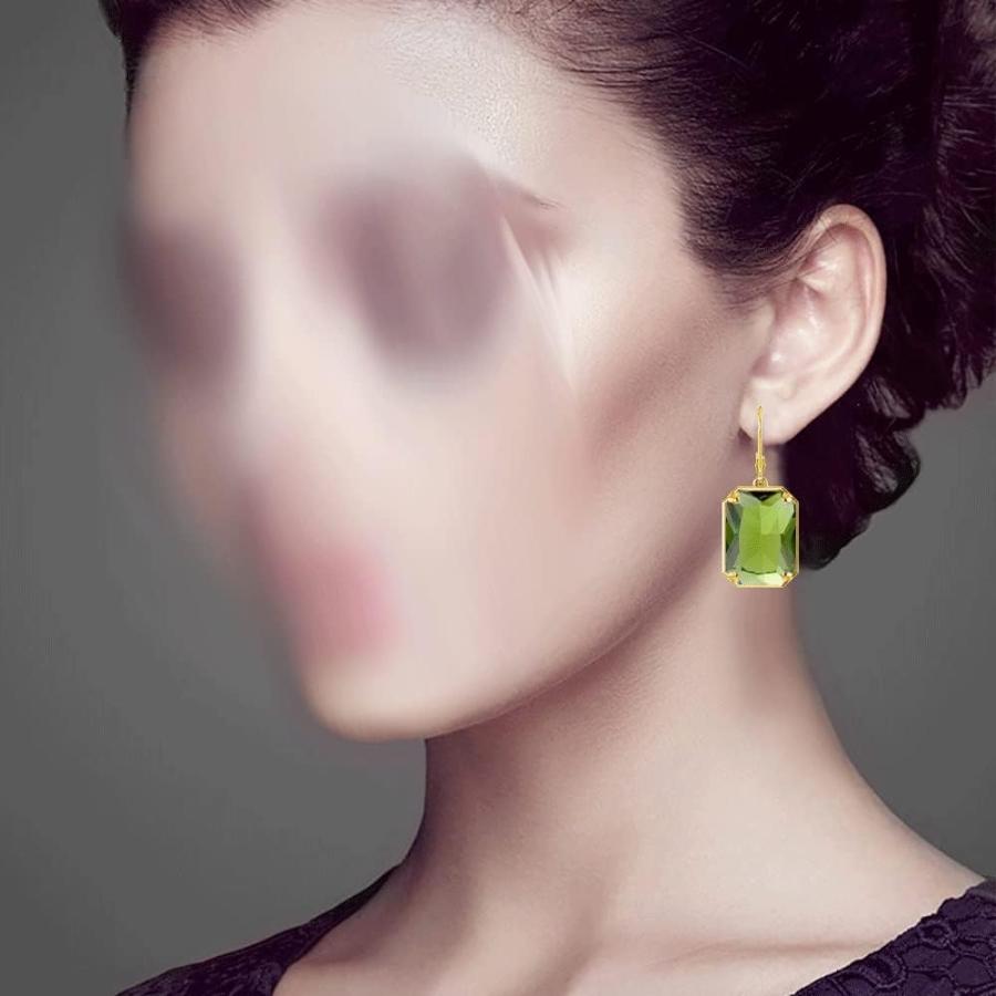 【並行輸入品】UJHESW Real Silver S925 Earrings Peridot Drop Earring for Women Acceの画像