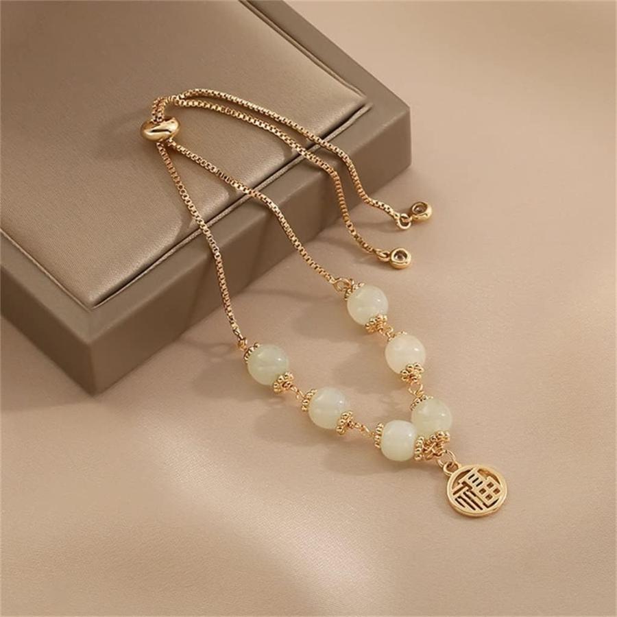 【並行輸入品】LDCHNH Hetian Jade Bracelet Fu Brand Pendant Bracelet Female Adjustaの画像