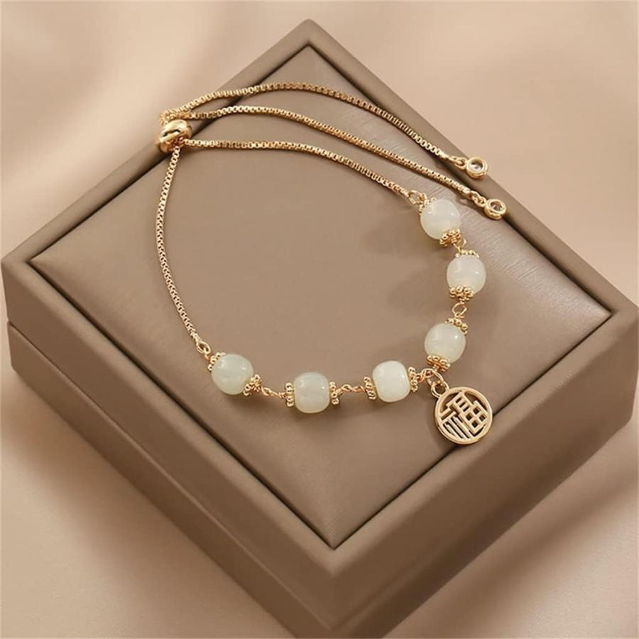 【並行輸入品】LDCHNH Hetian Jade Bracelet Fu Brand Pendant Bracelet Female Adjustaの画像