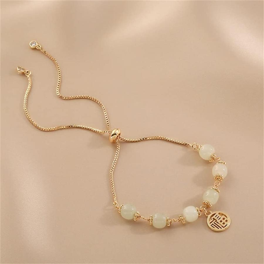 【並行輸入品】LDCHNH Hetian Jade Bracelet Fu Brand Pendant Bracelet Female Adjustaの画像