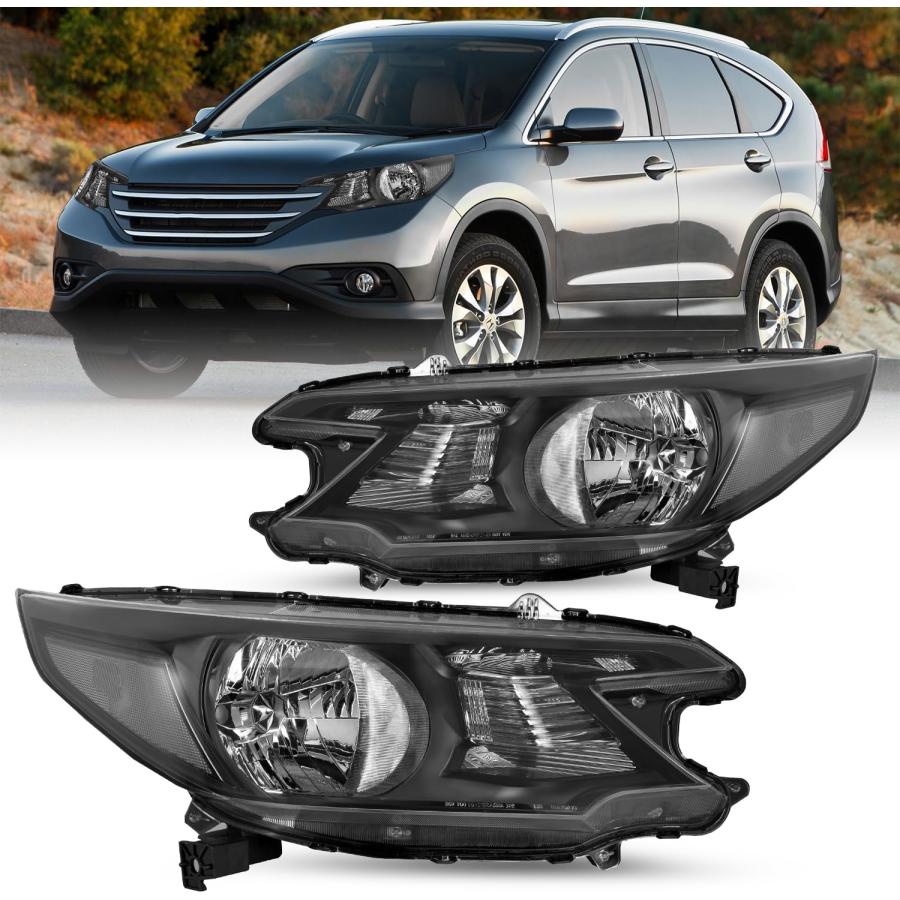 FOR 2007-2011 HONDA CRV CR-V PAIR HEADLIGHT HEADLAMP BLACK HOUSING AMBER CORNER | eBay 車のヘッドライトアセンブリ ホンダCRV 2007-2011用ヘッドランプ フロントライト LEDウィンカー DRLヘッドライト H