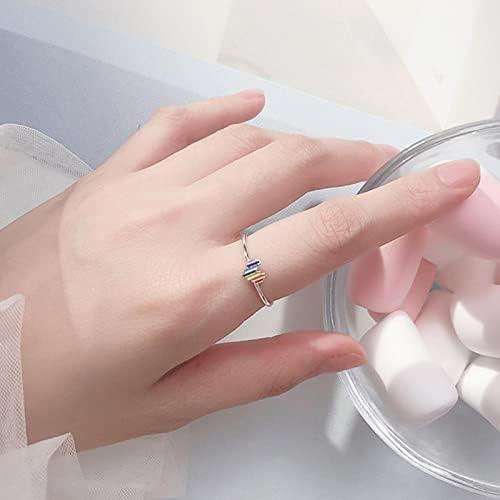 【並行輸入品】レディーススターリングシルバーオープンリング、レインボーラブリング、甘くてかわいい、ガールズアクセサリー　_1