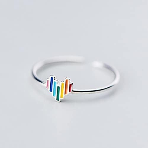 【並行輸入品】レディーススターリングシルバーオープンリング、レインボーラブリング、甘くてかわいい、ガールズアクセサリー　_4