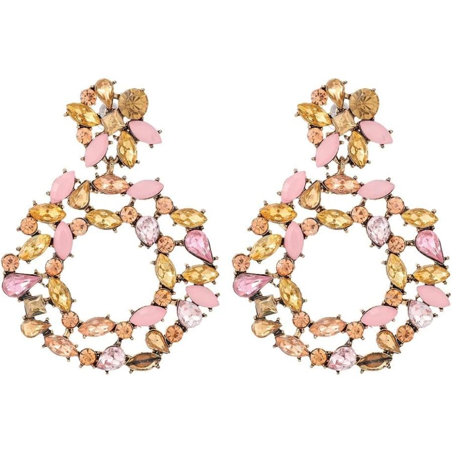 【並行輸入品】KXDFDC Pink Earrings for Women Jewelry Big Round Oval Crystal Pendanの画像