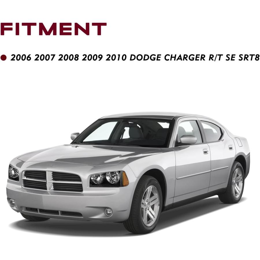 【並行輸入品】JSBOYAT ヘッドライトアセンブリ 4個 06-10 Dodge Charger ブラックヘッドランプ アンバーコーナーシグナルライの画像
