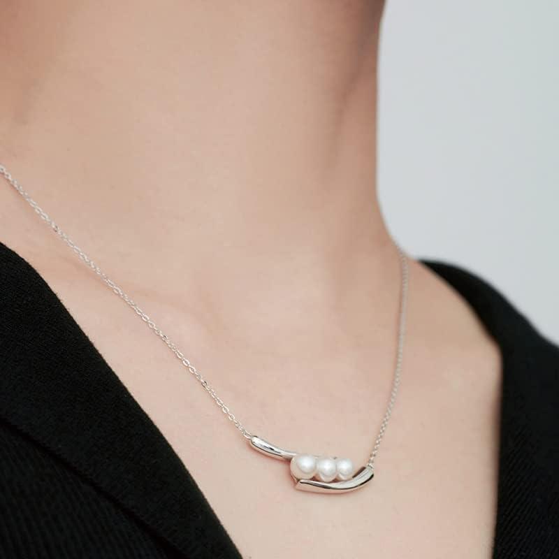 【並行輸入品】SLNFXC Pea Pod Pearl Necklace Female Silver Collarbone Chain Necklacの画像
