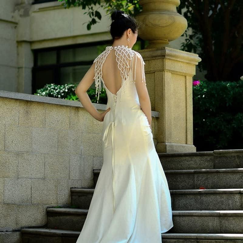 【並行輸入品】TKFDC Tassel Pearl Shoulder Chain Handmade Beaded Dress Accessoriesの画像