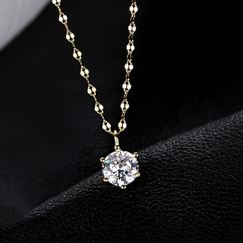 【並行輸入品】SLNFXC Single Diamond Necklace Zircon Pendant Sweet Clavicle Chain Wの画像