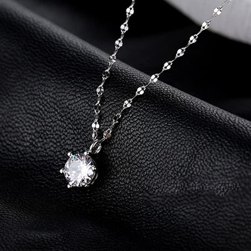 【並行輸入品】SLNFXC Single Diamond Necklace Zircon Pendant Sweet Clavicle Chain Wの画像