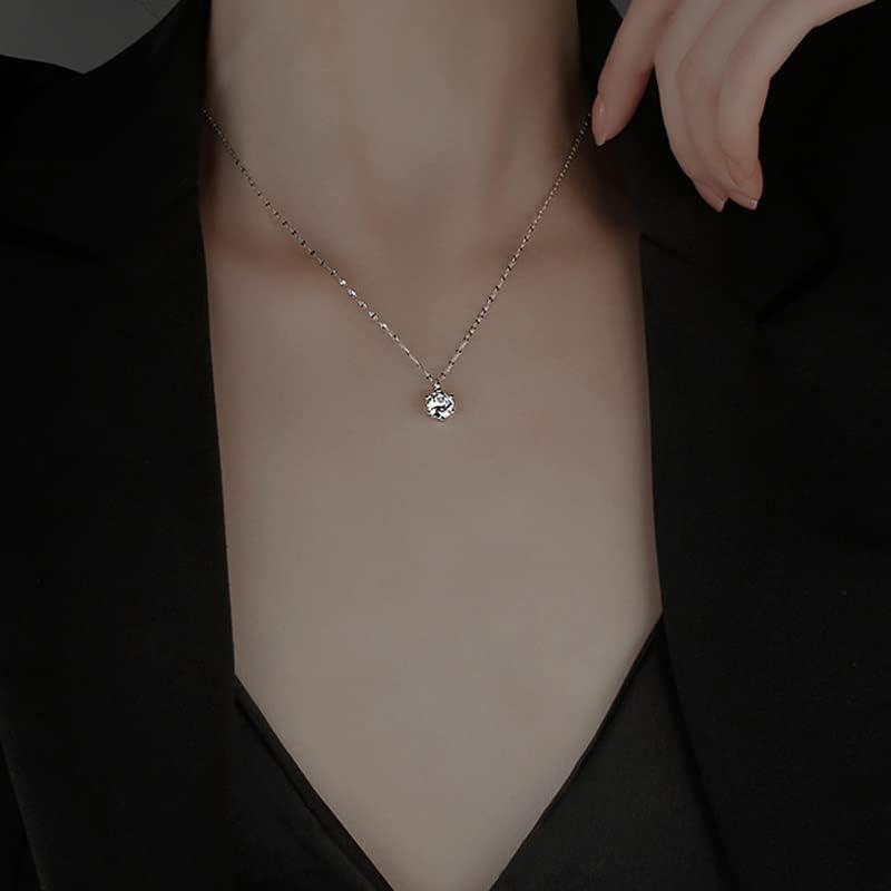 【並行輸入品】SLNFXC Single Diamond Necklace Zircon Pendant Sweet Clavicle Chain Wの画像