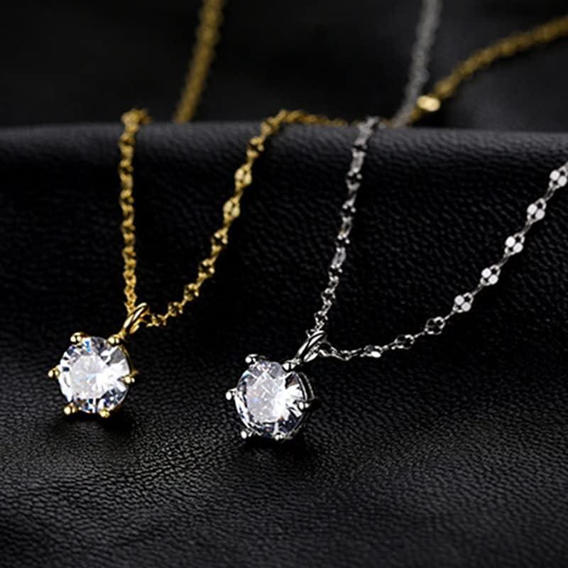 【並行輸入品】SLNFXC Single Diamond Necklace Zircon Pendant Sweet Clavicle Chain Wの画像