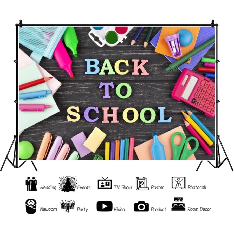 AWERT　5x3ft　Welcome　Kids　Back　Cl　Banner　Season　Background　School　Backdrop　School　for　Photo　Day　Photography　of　First　to　Blackboard　School　Stationery