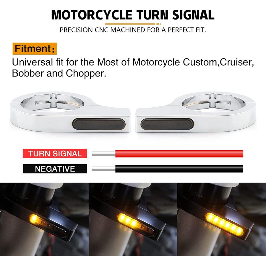 【並行輸入品】Motorcycle LED Turn Signal Light Indicators 38-41mm Front Fork Clampの画像