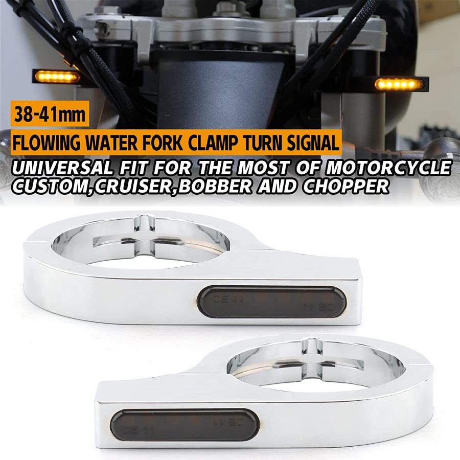 【並行輸入品】Motorcycle LED Turn Signal Light Indicators 38-41mm Front Fork Clampの画像