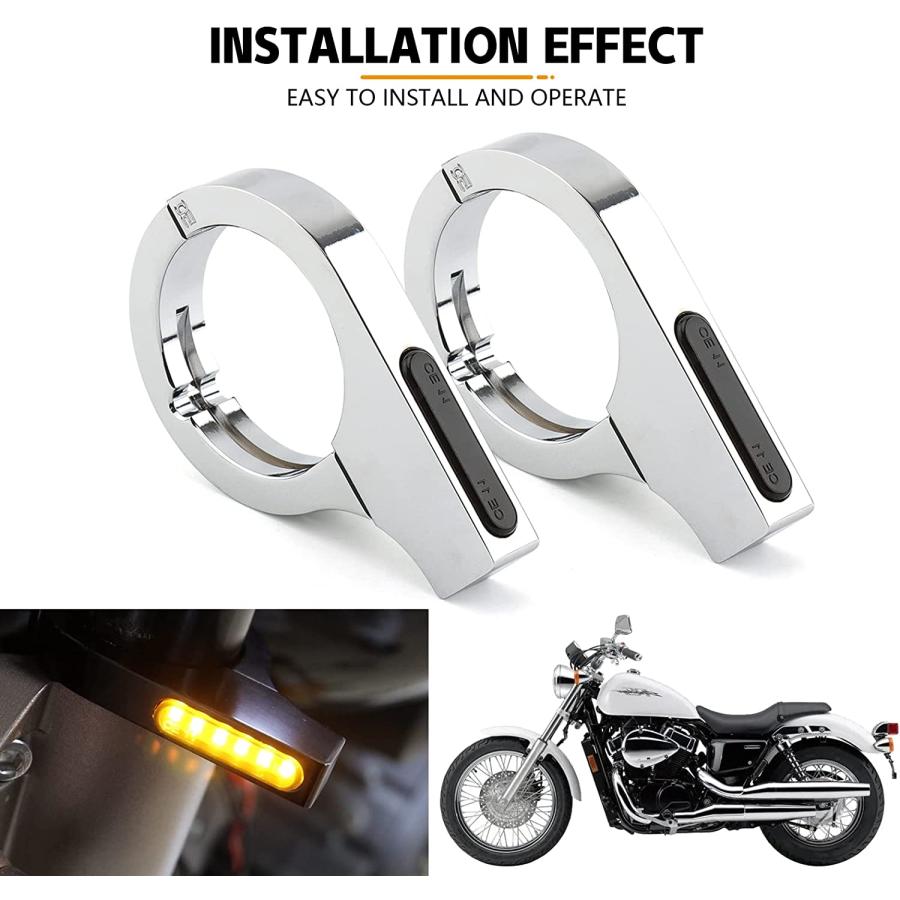 【並行輸入品】Motorcycle LED Turn Signal Light Indicators 38-41mm Front Fork Clampの画像