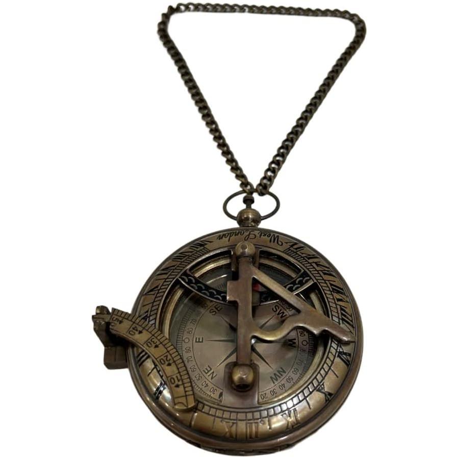 並行輸入品】アンティーク 航海 真鍮 日時計 コンパス プッシュボタン