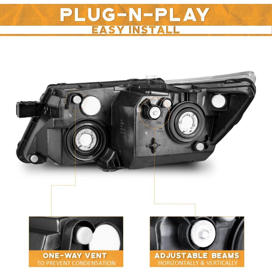 【並行輸入品】WEELMOTO 2009-2015 DODGE JOURNEY ヘッドライトアセンブリ 交換用 09 10 11 12 13 14 1の画像
