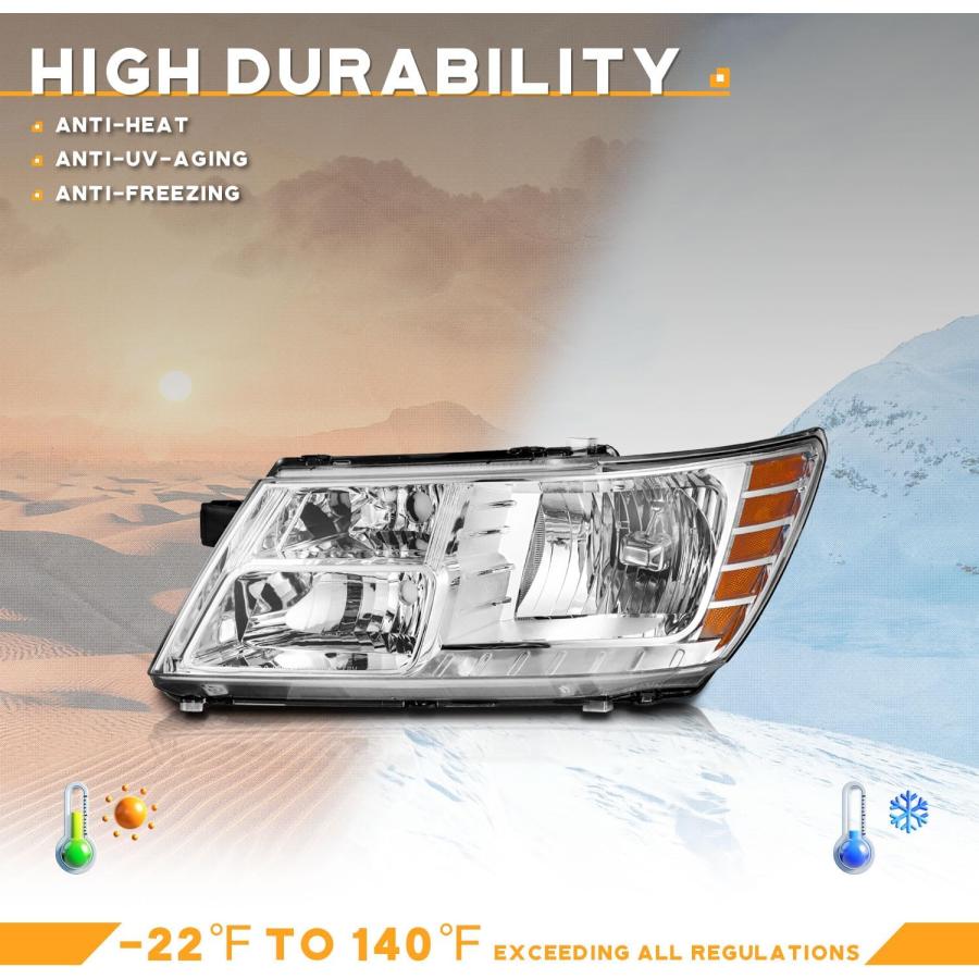【並行輸入品】WEELMOTO 2009-2015 DODGE JOURNEY ヘッドライトアセンブリ 交換用 09 10 11 12 13 14 1の画像