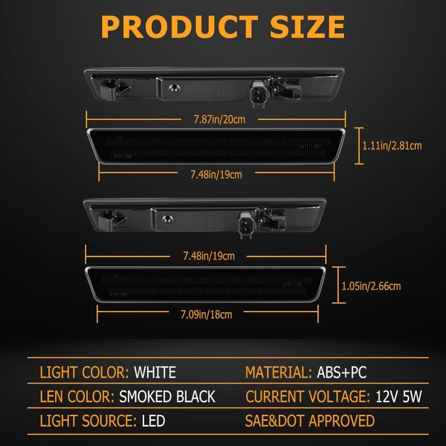 【並行輸入品】Gempro LED Side Marker Lights for Dodge Challenger 2015-2023 White F