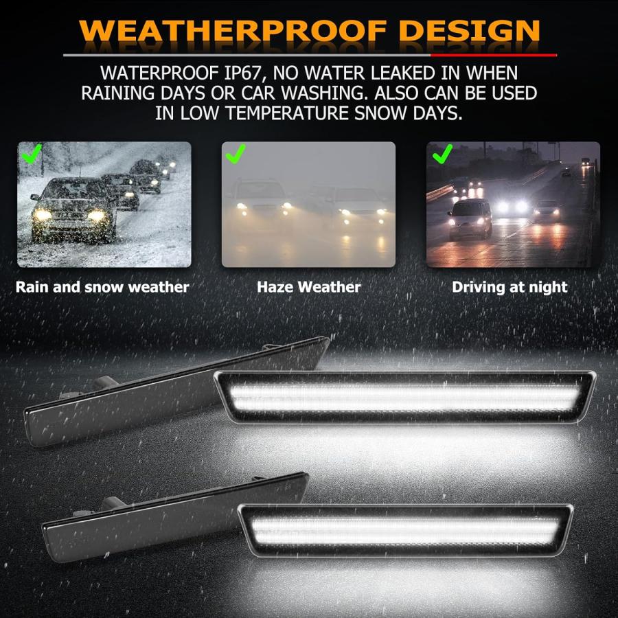 【並行輸入品】Gempro LED Side Marker Lights for Dodge Challenger 2015-2023 White F