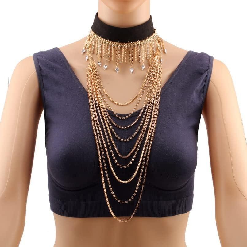 【並行輸入品】SYCK Crystal Pendant Choker Necklace Women Design Chunky Chain Collaの画像