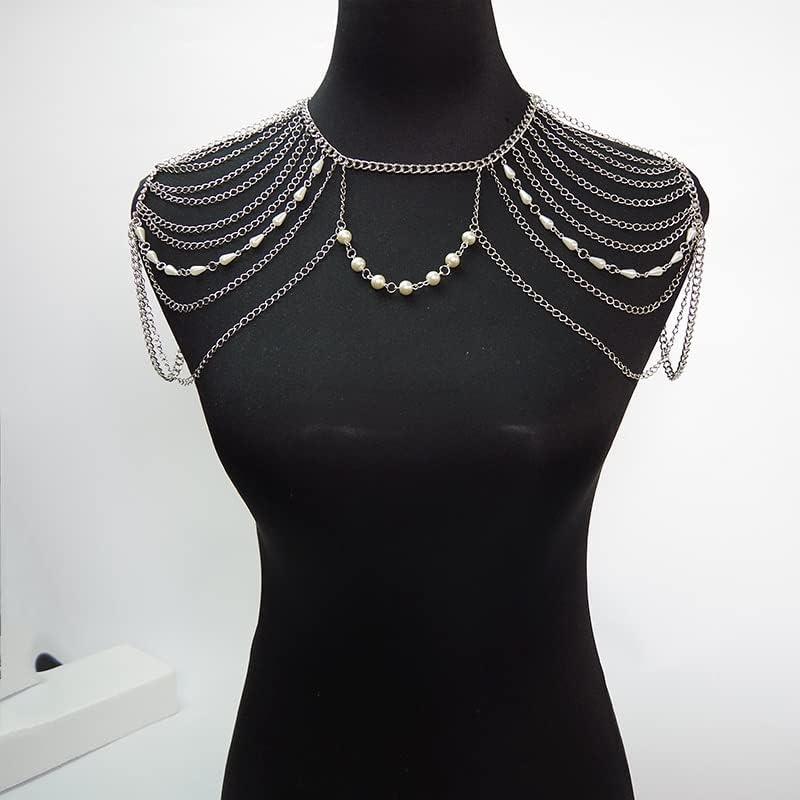 【並行輸入品】SYCK Shoulder Chain Necklaces Beads Chains Necklace Party Shoulder Aの画像