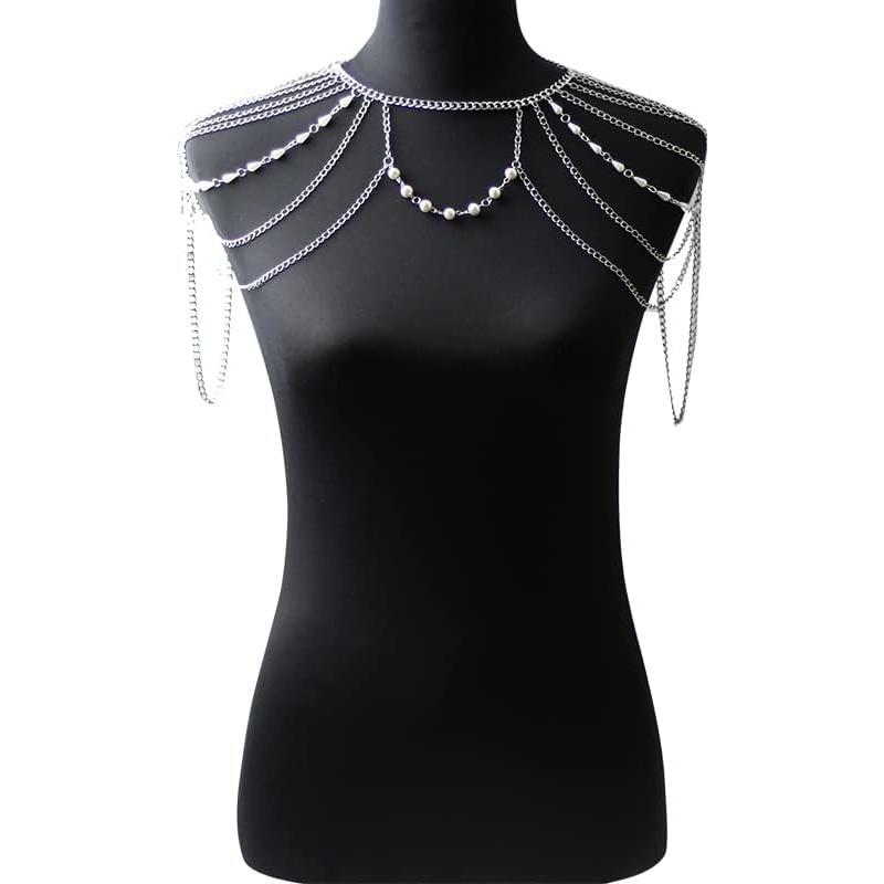 【並行輸入品】SYCK Shoulder Chain Necklaces Beads Chains Necklace Party Shoulder Aの画像