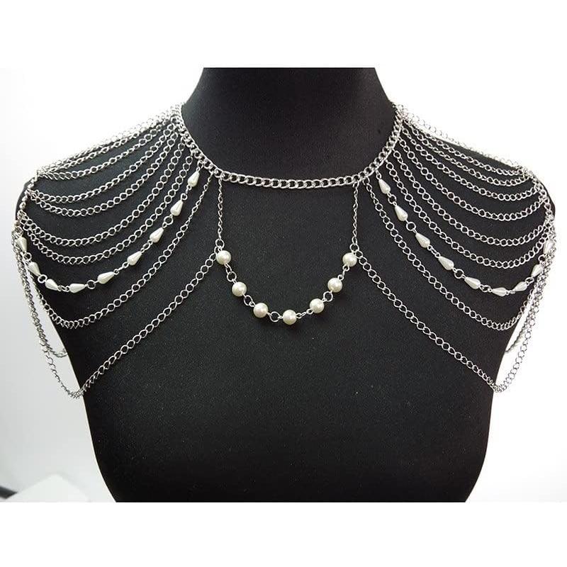 【並行輸入品】SYCK Shoulder Chain Necklaces Beads Chains Necklace Party Shoulder Aの画像