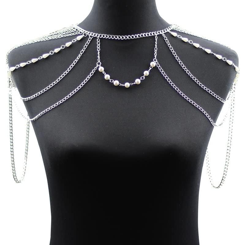 【並行輸入品】SYCK Shoulder Chain Necklaces Beads Chains Necklace Party Shoulder Aの画像