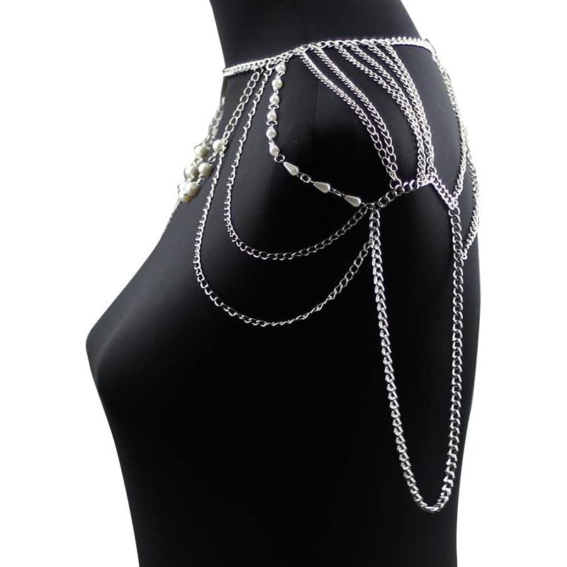 【並行輸入品】SYCK Shoulder Chain Necklaces Beads Chains Necklace Party Shoulder Aの画像